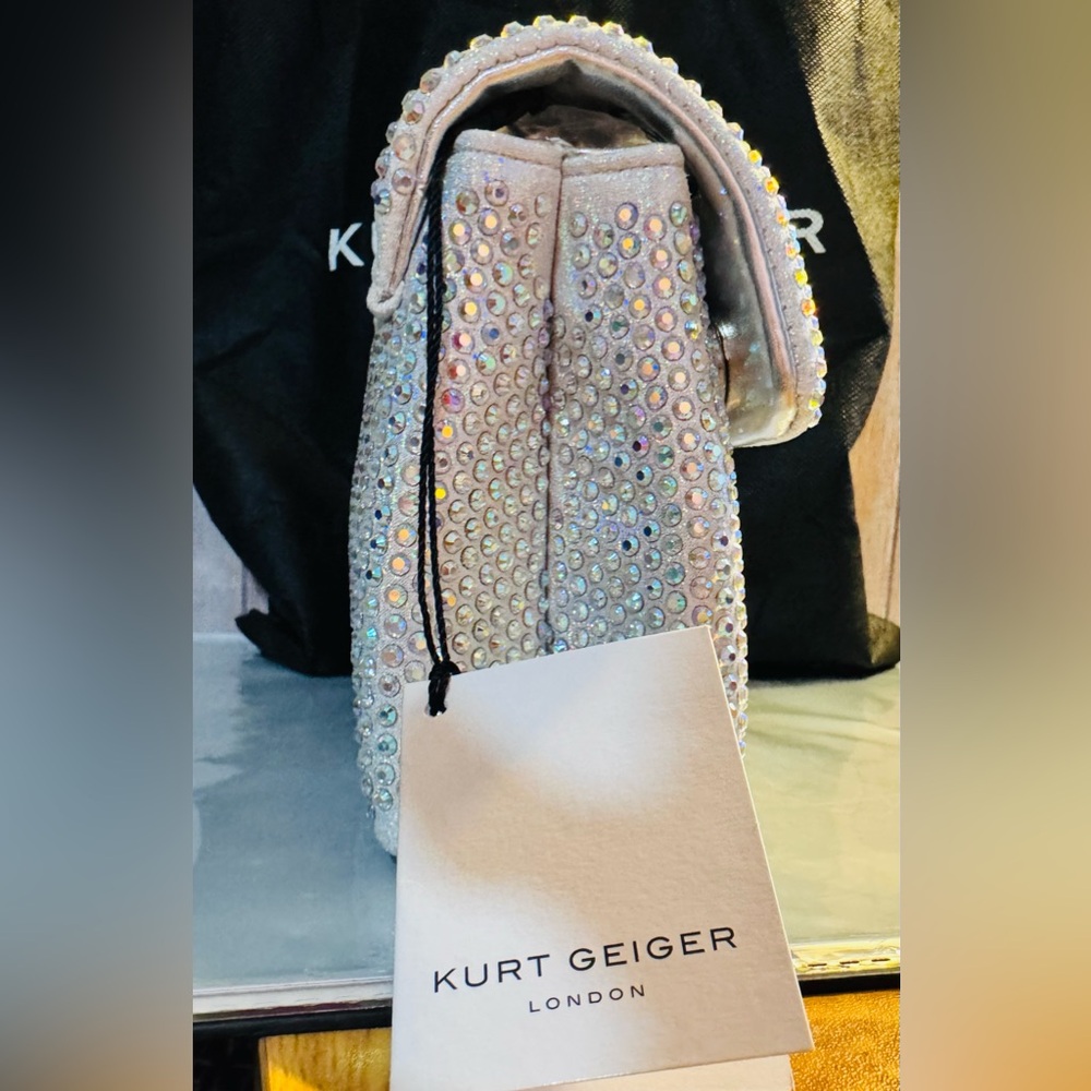 Kurt Geiger Silver Brixton Crossbody shoulder Bag Iridescent + dust-bag NWT - Picture 11 of 17